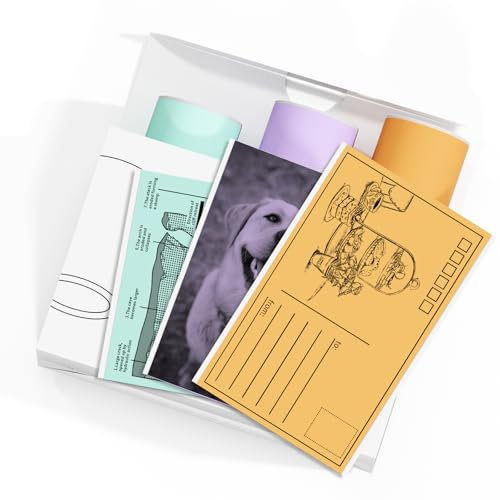 Phomemo Selbstklebendes Thermopapier - Mini Fotodruckerpapier, kompatibel mit allen Marken von M02L/M02X/T02 Aufkleberdruckern Farbige Papierrollen, Grün, Lila, Orange, 3 Rollen