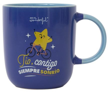Mr. Wonderful - Taza - Tío, contigo siempre sonrío - Taza de Café Personalizada - Taza de Cerámica con Mensaje Dirigido a Tíos