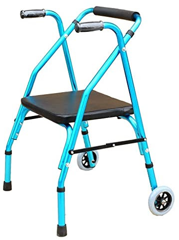 Andadores para personas mayores Andador de aluminio plegable de altura ajustable para adultos mayores, Andador con ruedas de 2 ruedas con asiento Andador con ruedas liviano Andador Ayuda de movil