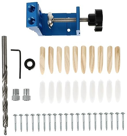 DOITOOL 46 Stück Taschenloch Bohrschablonen aus Aluminiumlegierung Blau Schräger Locator mit Rostschutz und Abriebfestigkeit für Heimwerker und Familien Selbstgemacht