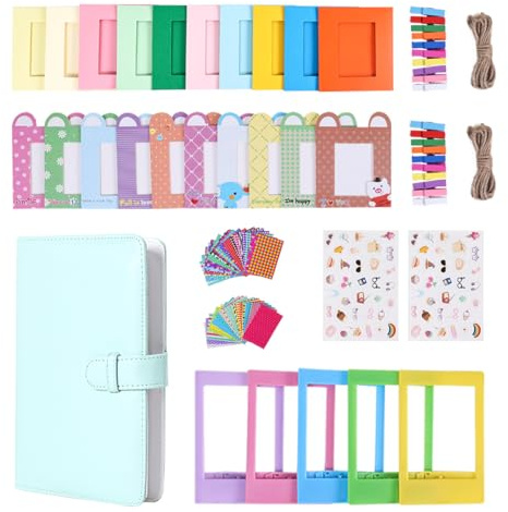 Instant Kit d'accessoires pour appareil photo compatible avec Fujifilm Instax Mini 9, 8, 11, 12, 70, 90, avec mini album photo, cadres de film, cadres muraux, autocollants de border (vert)