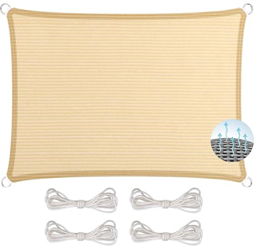Telo Ombreggiante Panno Ombra 80 x 140 cm, Protezione Solare e Uv, Antistrappo, Traspirante, Antivento, Vele Ombreggianti Tenda a Vela, per Giardino, Terrazza, Beige