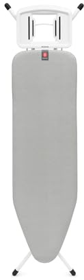 Table à Repasser Brabantia Taille B, 124 x 38 cm – Metallised | 100% Coton Fairtrade | Structure Stable Anti-vacillement | Pliable, Hauteur réglable et Repose-Fer Fixe | Certifiée Fairtrade et C2C