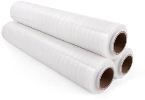 Commerline Transparent Stretchfilm | 12 Rullar - 50 cm, 2000 g, 300 m | Plastfolie & Skyddsfilm för Flytt, Möbler och Pall | Förpackningsfilm & Wrapfilm