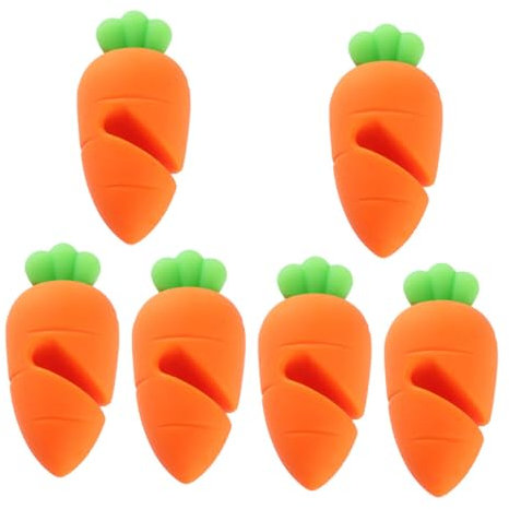 MOLUCKFU 6pcs Silicone Spill-Proof Lifters for Pots with Creative Carrot Shape, Kitchen Boil Stoppers to Prevent Overflow, Sturdy Orange Silicone Pot Lid Lifters for Cooking and Boiling
