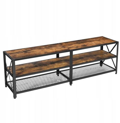 Begryf, TV Lowboard Industrial – Fernsehschrank mit 3 Ebenen, Vintage Holzoptik, Metallrahmen, 140×39×52 cm – TV Tisch für Wohnzimmer
