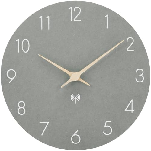 ACCSHINE Orologio da parete radiocontrollato in legno MDF senza ticchettio, silenzioso, batteria al quarzo, grande orologio da parete facile da leggere per stanze, casa, cucina ufficio, scuola