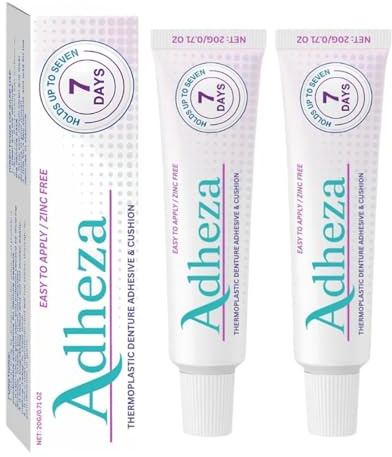 Adheza Dental Adhesive, Adheza Denture Fixative, Adheza Thermoplastic Dental Adhesive, 𝐀𝐝𝐡𝐞𝐳𝐚 Denture Paste, 𝐀𝐝𝐡𝐞𝐳𝐚 for False Teeth, Strong Hold Denture Fixative for Daily Adults (2PCS)
