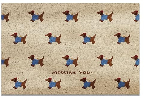 Türmatte mit Dackel Design, Fußmatte Innen & Außen rutschfest, Lustige Fußmatten mit Cheese Dog Motiv, 60x40cm PVC-Backing für Eingang, Küche, Bad, Schmutzabweisende Welcome Mat