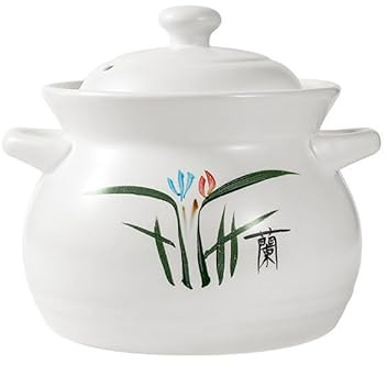 Olla de cerámica china, cazuela for estofado, olla de gres esmaltado resistente al calor con tapa, olla multifuncional de cocción lenta for utensilios de cocina.(4L)