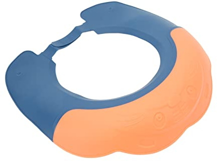 Fdit Protector de Cabello de Silicona Impermeable para Niños para Protección de Ducha, Tamaño Ajustable para Baño de bebé, Gorro de Lavado de Cabello para Niños de 6 Meses en Adelante (naranja azul)
