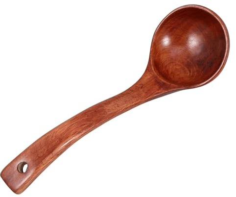 BESPORTBLE Louche en Bois Massif à Long Manche Incurvé 245 CM X 75 CM Cuillère à Soupe Ergonomique pour Service et Cuisson Ustensile Cuisine Polyvalent pour Soupes et Plats Mijotés