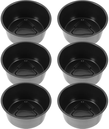 LIFKOME 6Pcs Round Carbon Steel Cake Molds Non-Stick Baking Pans for Xmas Jelly Pudding Cups with Raised Edges, Christmas Tree Pattern Cake Bakeware Set for Oven Use