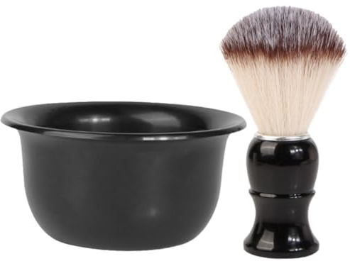 Kit Rasatura Barba Uomo Nero in Abs Ciotola e Spazzola