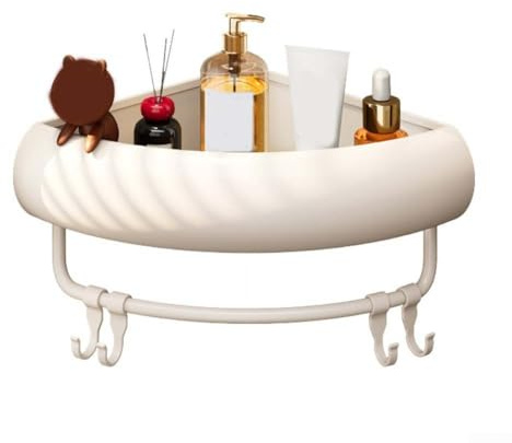 Bathroom Washbasin Corner Shelf 32 * 23 * 7cm Wall Mount No Drill Aluminum Storage For Toiletries And More(2)