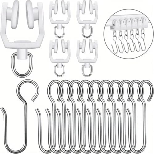 50 pezzi di binari for tende a rullo e ganci metallici a forma di S, accessori flessibili for binari for tende da soffitto