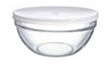 Luminarc small 12cm x 5cm (4.5 dia) Round Clear Glass Bowls with white Plastic Lid food storage bowls