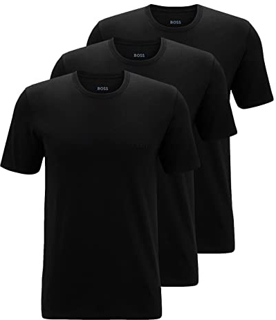 BOSS Hugo Herren T-Shirt Shirt SS RN 3P BM 10111875 02, 3er Pack, Einfarbig, Gr. Medium, Schwarz (Black 1)