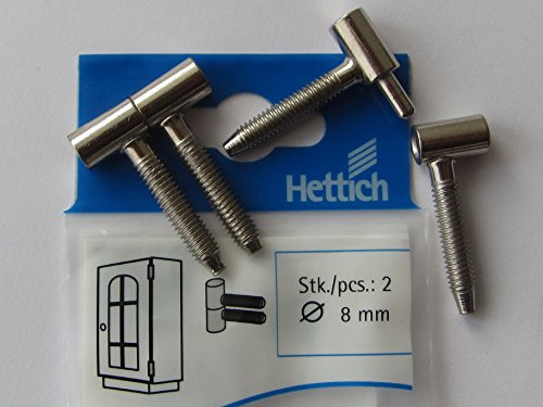 Hettich Einbohrbänder für gefalzte Möbeltüren, 28 x 8 mm, 2 Stück | Stahl vernickelt, Für Fenster geeignet, Artikelnummer 62385