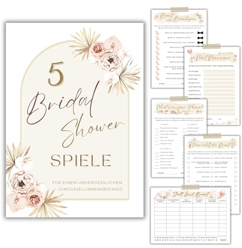 JGA Spiele Set - 5 lustige Spiele zum Junggesellinnenabschied für 12 Personen, die perfekte Braut Party