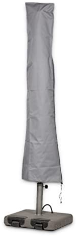 Mehr Garten Sonnenschirm Schutzhülle für runde Schirme bis Ø400cm, eckige bis 300x300cm, grau, Oxford 600D Gewebe, Sonnenschirm Abdeckung wasserdicht, UV-beständig und wetterfest