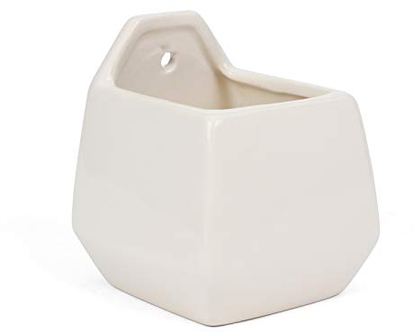 Milltown Merchants Sukkulenten-Wand-Pflanzgefäß – Wandvase – Schwarze Keramik-Wandmontage-Pflanzgefäß – Sukkulenten-Blumentopf – Hängevase für Wohnwand (1 Pack/zeitgenössisch/weiß)