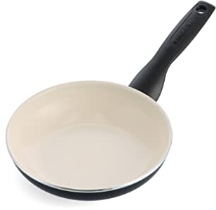 GreenPan Rio Healthy Ceramic Non-Stick 18cm Frying Pan Skillet, PFAS Free, Stay-Cool Handle, Oven Safe up to 160°C, Black & Cream