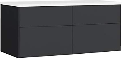 StoneArt Badmöbel Set Mineralguss Waschbecken Waschschale Aufsatzwaschbecken und Unterschrank Waschtisch Einzel- oder Doppelwaschbecken Venice VE-1200pro dunkelgrau 120cm