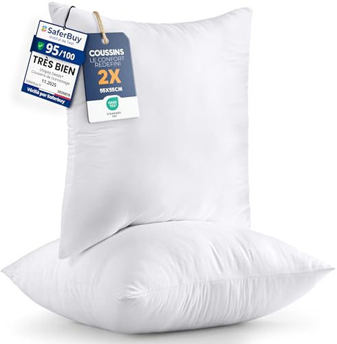 Utopia Bedding Cuscini per divano, 55x55 cm, Set di 2 Cuscini, Bianco