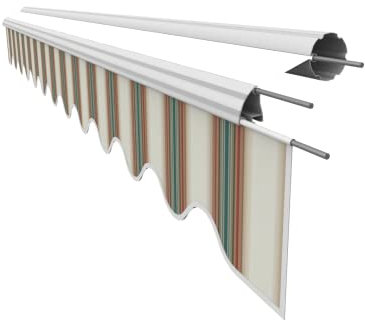 VANA Markisenstoff Volant für 6 m Markise Ersatzstoff Markisentuch Bespannung Sonnenschutz, nur Volant, fertig genäht, Maß 5,83 x 0,21 m, Design SPD041