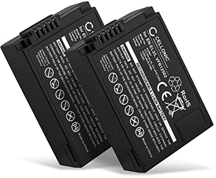 CELLONIC, Akku für Kamera kompatibel mit Nikon EN-EL25, Z 50, Z fc, Z 30, VFB12502 (7.6V, 1280mAh) 2 Stück