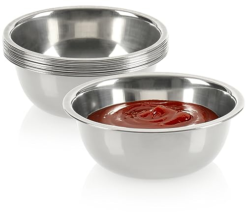 com-four® 8x Cuenco de Salsa - Salseros Pequeños - Bol Pequeño para Salsas, Tapas y Bocadillos - Tazón para Refrigerios - Cuencos de Acero Inoxidable (08 Stück - Ø 10.5cm)