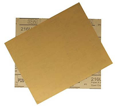 3M Grano 320 Dorado Precortado Papel de Lija Óxido Aluminio Hoja Abrasiva 227X280mm(Set de 2)