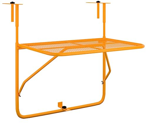 vidaXL Balkontisch Klappbar Balkonhängetisch Hängetisch Klapptisch Gartentisch Tisch Balkon Beistelltisch Balkonklapptisch Gelb 60x40cm Stahl