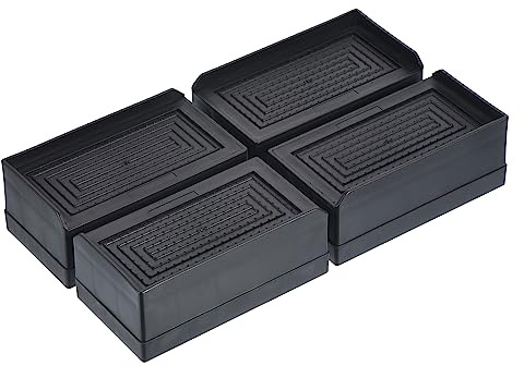 sourcing map Furniture Risers 1.5 Inch, 4Pcs Rectangle Bed Risers Adjustable Couch Riser for Extender for Bed Desk Sofa Table Lift Support Up to 1300Lbs, Black
