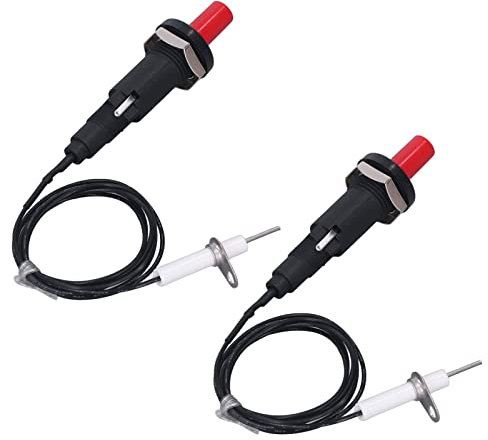 QANYEGN Set di 2 Accenditori Piezoelettrici, con 2 Pulsanti E Filo di Accensione da 1 Metro, Adatto per Caminetto, Forno, Stufa E Cucina