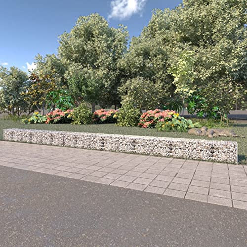 Festnight Gabbione in Acciaio Zincato con Copertura, Gabbione Metallico, Gabbioni Metallici per Sassi, Gabbione per Sassi, Gabbioni Metallici, 900 x 50 x 50 cm