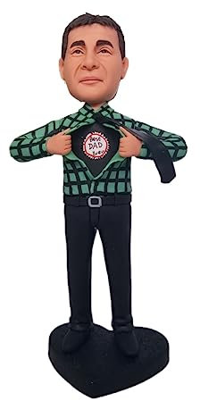 mydedor Benutzerdefinierte Wackelkopf-Figur, maßgeschneiderte Puppe, bester Vater aller Zeiten Anzug benutzerdefinierter Wackelkopf, Wackelkopf-Figuren, handgefertigt, personalisierte Skulptur,