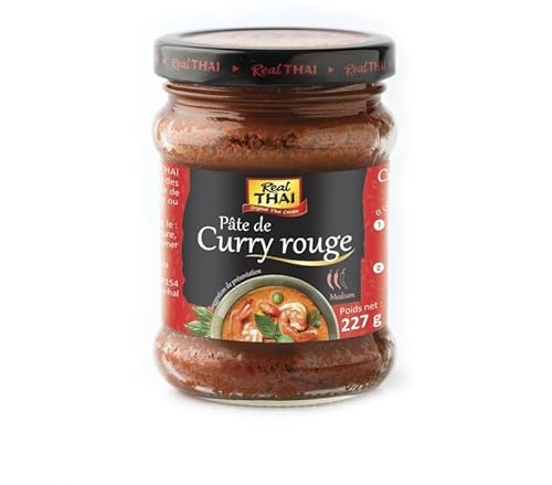 Real Thai - Pâte de Curry Rouge 227g - Saveurs exotiques pour une cuisine authentique - Préparez un délicieux plat asiatique - Lot De 3