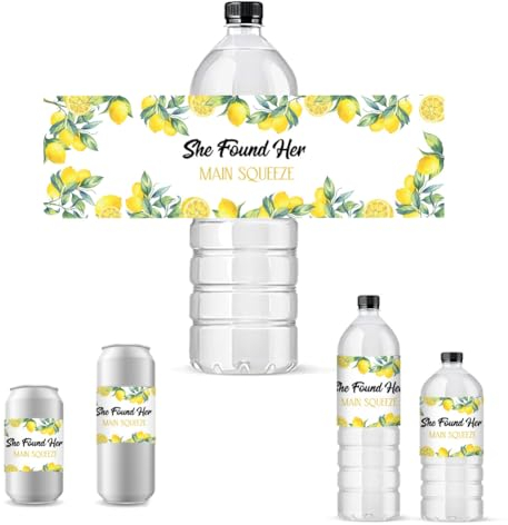 PH Pandahall 30pz Etichette Adesive Bottiglia di Acqua Lemon Bottiglia Avvolge Etichette per Bottiglie Impermeabili Bomboniere Personalizzate Decorazioni per Matrimonio Festa di Compleanno