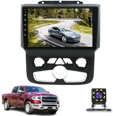 ASHOIH Autoradio Android pour Dodge Ram (2013-2019) 1500 2500 3500,Système De Navigation Automatique à écran Tactile De 9 Pouces Avec GPS WiFi Bluetooth FM Mirror Link + Caméra (Size:Quad Core 1+16 G)
