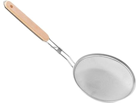 Schiumarola a maglia fine in acciaio inox, con manico lungo, con manico lungo, cucchiaio da cucina e cucchiaio da cucina a maglia fine in acciaio inox