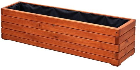 Pflanzkasten Holz 100 cm – Blumenkasten Balkon & Terrasse, Pflanzkübel Wetterfest, Kräuterbeet Hochbeet Garten (D3 Nuss)