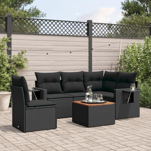 Festnight Balkon Lounge Rattan mit Stauraum Gartenlounge Klein Sofa Balkon Ecklounge Rattansofa Sitzecke Balkon Klein Gartensofa Ecksofa Garten Lounge Sofa Outdoor Balkonmöbel Couch Gartenmöbel