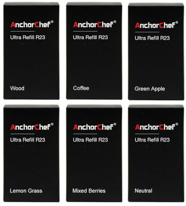 AnchorChef Cocktail Aromatic Refill Accessory Kit for Cocktail Bubble Gun, includes 6 Aroma Flavour -Wood, Coffee, Green Apple, Lemon Grass, Mixed Berries, Neutral -for use with Smoking Infuser Gun