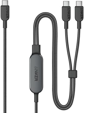 Anker USB C Cable, 6 ft 2-in-1 Type C Cable, 140W Max Fast Charging for iPhone 17/16/15, iPad Pro, Samsung Galaxy, MacBook Pro,and More (USB 2.0, Braided, Black)