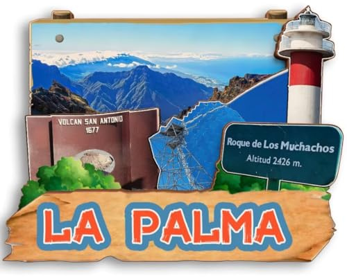 La Palma Spanien Holz-Kühlschrankmagnet, 3D-Kühlschrankmagnet, Stadt, Reise, Souvenir, niedliche Kühlschrank-Aufkleber, Heimdekoration, Küchendekoration