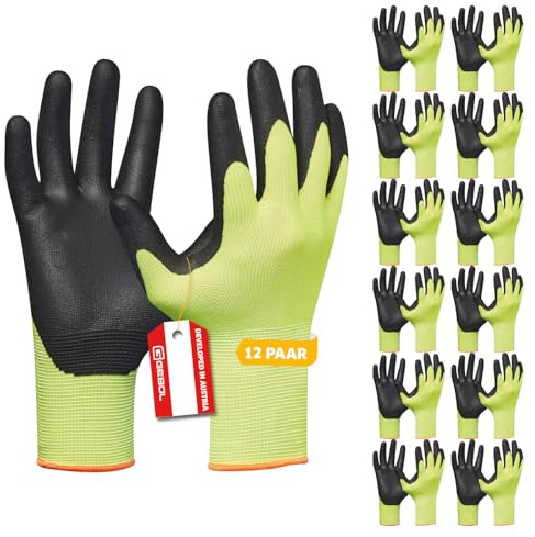 Gebol Eco Flex Yellow Arbeitshandschuhe, 12 Paar, Gr. 9/L, Nitril-Grip