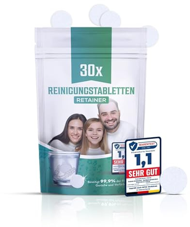30 compresse di pulizia per ritainer, parentesi graffe e binari dentali – Retainer brite, pulizia protesi – pastiglie per la pulizia dei denti, pulizia delle parentesi graffe, detergente per protesi