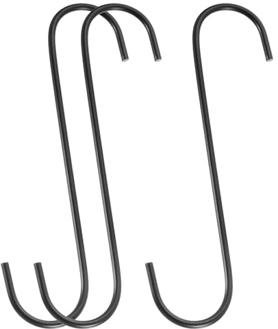 sourcing map S-Haken zum Aufhängen, 20 cm, extra lange Eisen-Kleiderbügel für Kleiderschrank, Küche, Werkstatt, Schrank, Badezimmer, Garten, Schwarz, 3 Stück